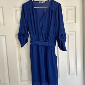 Blue V Neck Dress
